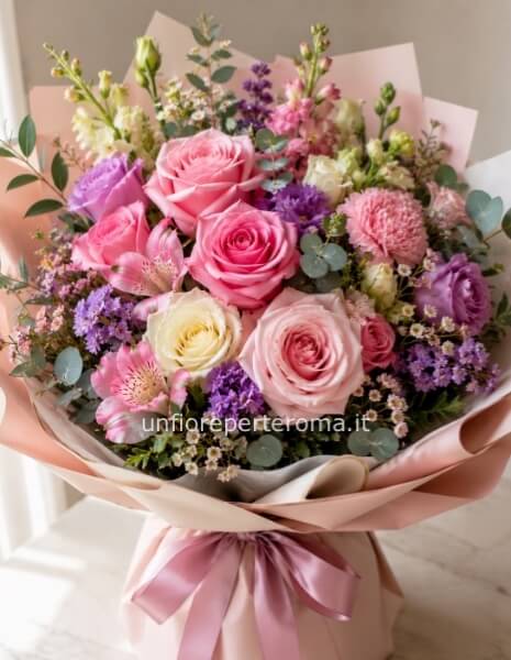Bouquet romantico toni chiari